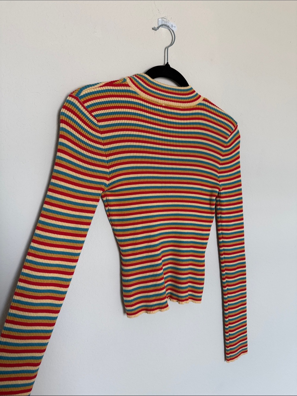 Striped Long-Sleeve Ribbed Top in Multi-Color - Picture 3 of 3